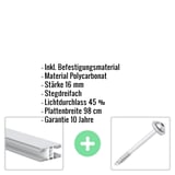 Polycarbonat Stegplatte | 16 mm | Profil Mendiger | Sparpaket | Plattenbreite 98 cm | Opal Weiß | Breite 5,11 m | Länge 4,00 m