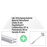 Polycarbonat Stegplatte | 16 mm | Profil Mendiger | Sparpaket | Plattenbreite 98 cm | Klar | X-Struktur | Breite 5,11 m | Länge 6,00 m