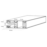 Technische Zeichnung eines Aluminiumprofils mit Massangaben 18 mm, 21 mm, 9 mm, 35 mm, 60 mm