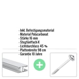 Polycarbonat Stegplatte | 16 mm | Profil Mendiger | Sparpaket | Plattenbreite 98 cm | Opal Weiß | X-Struktur | Breite 5,11 m | Länge 4,50 m
