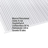 Polycarbonat Stegplatte | 16 mm | Breite 1,20 m | Klar | X-Struktur | 3,50 m
