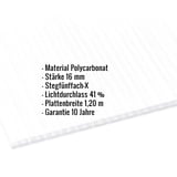 Polycarbonat Stegplatte | 16 mm | Breite 1,20 m | Opal Weiß | X-Struktur | 2,50 m
