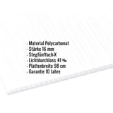 Polycarbonat Stegplatte | 16 mm | Breite 98 cm | Opal Weiß | X-Struktur | 2,50 m
