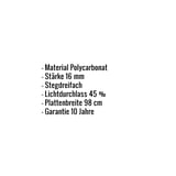 Polycarbonat Stegplatte | 16 mm | Breite 98 cm | Opal Weiß | 7,00 m