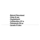 Polycarbonat Stegplatte | 16 mm | Breite 98 cm | Opal Weiß | X-Struktur | 5,00 m