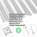 Polycarbonat Wellplatte | 76/18 | Sparpaket | 2,60 mm | Klar | Wabenstruktur | Breite 4,97 m | Länge 2,50 m