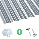 Polycarbonat Wellplatte klar, 1,30 mm, mit Abstandhaltern und Spenglerschrauben