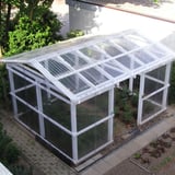 Gewaechshaus mit Scobalit Polycarbonat Wellplatten klar, 1,30 mm, als Dach und Seitenwaende