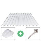 Polycarbonat Wellplatte | 76/18 | Sparpaket | 0,90 mm | Klar | 2-Seiten UV-Schutz | Breite 6,93 m | Länge 4,50 m