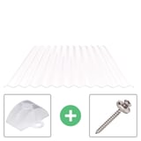 Polycarbonat Wellplatte | 76/18 | Sparpaket | 0,90 mm | Opal Weiß | 2-Seiten UV-Schutz | Breite 5,95 m | Länge 2,00 m