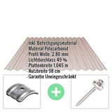 Polycarbonat Wellplatte | 76/18 | Sparpaket | 2,80 mm | Bronze | Wabenstruktur | Breite 6,93 m | Länge 3,00 m