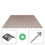 Polycarbonat Wellplatte | 76/18 | Sparpaket | 2,80 mm | Bronze | Wabenstruktur | Breite 6,93 m | Länge 3,00 m