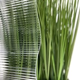 Polycarbonat Wellplatte 76/18, klar, 1,40 mm, Detailansicht mit verzerrtem Hintergrund
