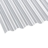 Polycarbonat Wellplatte klar 2,50 mm, schraeg von oben fotografiert, Wellenprofil 76/18 sichtbar
