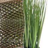 Detailansicht der Polycarbonat Wellplatte 76/18, bronze, mit Wabenstruktur und Pflanzen im Hintergrund