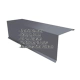 Pultabschluss Graphitgrau RAL 7024, Stahl 0,50 mm, Polyester 25 µm, mit eingeblendeten Eckdaten