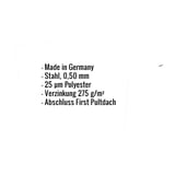 Infografik: Eckdaten zum Pultabschluss aus Stahl, 0,50 mm, 25 µm Polyesterbeschichtung