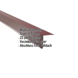 Pultabschluss Weinrot RAL 3005 aus Stahl 0,50 mm mit Polyesterbeschichtung, Eckdaten eingeblendet
