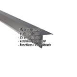 Pultabschluss aus anthrazitgrauem Stahl, 0,50 mm, mit Polyesterbeschichtung und eingeblendeten Eckdaten