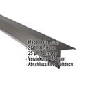 Pultabschluss Tiefschwarz RAL 9005, Stahl 0,50 mm, mit eingeblendeten Eckdaten