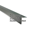 Pultabschluss Aluminium 0,70 mm Moosgrün, schräg von oben, mit eingeblendeten Eckdaten