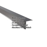 Pultabschluss aus anthrazitgrauem Stahl, 0,63 mm, mit Polyesterbeschichtung und eingeblendeten Eckdaten