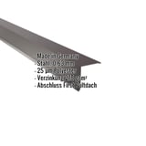 Pultabschluss Schokoladenbraun RAL 8017 mit eingeblendeten Eckdaten zu Material, Staerke und Beschichtung