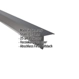 Pultabschluss aus anthrazitgrauem Stahl, 0,75 mm, mit Polyesterbeschichtung, Eckdaten eingeblendet