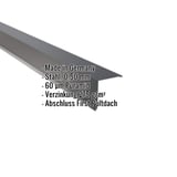 Pultabschluss aus anthrazitgrauem Stahl, 0,50 mm, mit 60 µm Puramid Beschichtung, Eckdaten eingeblendet
