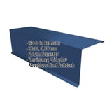 Pultabschluss Enzianblau RAL 5010 aus Stahl 0,50 mm mit 25 µm Polyesterbeschichtung und eingeblendeten Eckdaten