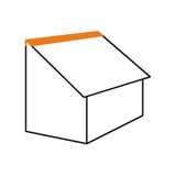 Skizze eines Pultdachs mit orange markiertem Pultabschluss als Anwendungsbeispiel
