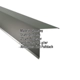 Pultabschluss aus Stahl, Chromoxidgrün RAL 6020, 0,75 mm, mit eingeblendeten Eckdaten