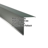 Pultabschluss Aluminium Moosgrün, 0,70 mm, mit eingeblendeten Eckdaten