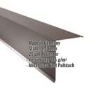 Pultabschluss aus Stahl, sepiabraun, 0,50 mm, mit eingeblendeten Eckdaten