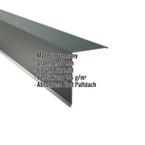 Pultabschluss aus Stahl, moosgrün, 0,50 mm, mit eingeblendeten Produktdetails