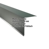 Pultabschluss Aluminium moosgrün, 0,70 mm, mit eingeblendeten Eckdaten