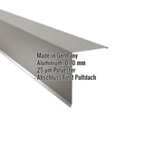 Pultabschluss Aluminium Graualuminium (RAL 9007) mit 25 µm Polyesterbeschichtung, Eckdaten eingeblendet