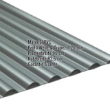 PVC Profilplatte SINTRA 77/18 Anthrazit-Metallic, Wellenprofil, mit eingeblendeten Eckdaten zu Material und Massen