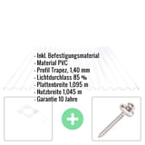 PVC Spundwandplatte | 70/18 | Sparpaket | 1,40 mm | Klarbläulich | Breite 3,18 m | Länge 3,00 m