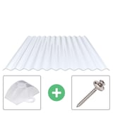 PVC Wellplatte 76/18 klarbläulich, 1,30 mm Stärke, mit Abstandhalter und Schraube