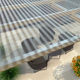 Verlegte PVC Wellplatten 76/18 klarbläulich auf einer Terrassenüberdachung