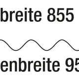 Technische Zeichnung der PVC Wellplatte 95/35 mit Massen: Plattenbreite 950 mm, Nutzbreite 855 mm, Wellenhoehe 35 mm