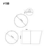 Technische Zeichnung des Regenfallrohrs mit Durchmesser ",150 mm und Wandstaerke 0,6 mm