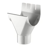 Rinnenablauf aus Stahl in Weißaluminium (RAL 9006) mit Polyurethan-Beschichtung, Niagara Logo sichtbar