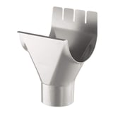 Rinnenablauf aus Stahl in Graualuminium RAL 9007, mit Niagara Logo, 50 µm Polyurethan Beschichtung