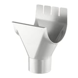 Rinnenablauf aus Stahl in Weißaluminium RAL 9006, mit Polyurethan beschichtet, Vorderansicht