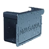 Rinnenendstück links, anthrazitgrau RAL 7016, mit Wassertropfen und eingeprägtem Niagara Logo