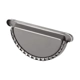 Rinnenendstück aus Stahl, Graualuminium RAL 9007, mit geriffelter Rückseite, Detailansicht