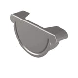 Rinnenendstück aus Stahl in Graualuminium (RAL 9007) mit 50 µm Polyurethan-Beschichtung, Vorderansicht
