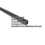 Sockelleiste Stahl 0,50 mm dunkelgrau mit eingeblendeten Produktdetails wie Material und Beschichtung